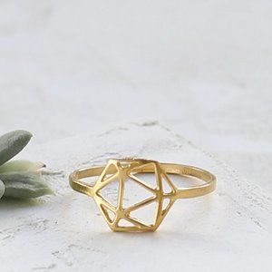 Geodesic Gold Stacker Ring
